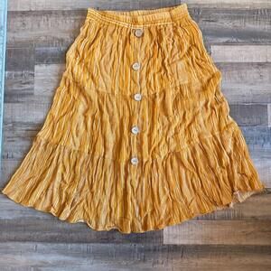 Modern Attraction Striped Flare Midi Skirt Yellow White small spring brunch